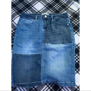 Multi-denim skirt